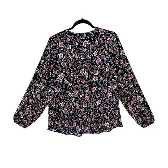 Loft Floral Tie Neck Blouse - Picture 6 of 7